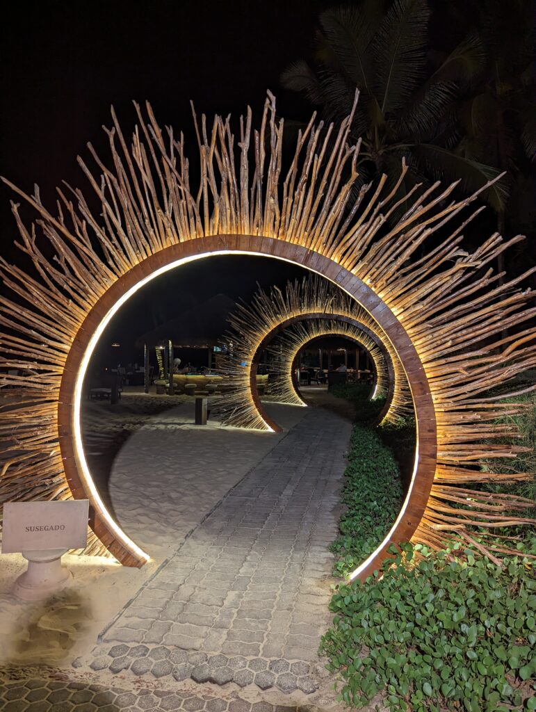 Circular rings to walk through to access one of the restaurants